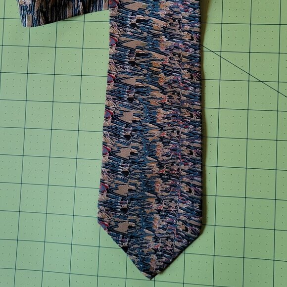 Magic Eye Blue Abstract Silk Necktie "Stud" - Picture 1 of 3